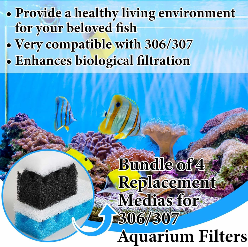 68 Pcs Filter Media Compatible with Fluval 306/307, Replacement Canister Filter Media Kit Mesh Bags, Quick Clear, Foam, Nitrite/Phosphate/Ammonia Remover, Towel, Grease 12-Month Maintenance
