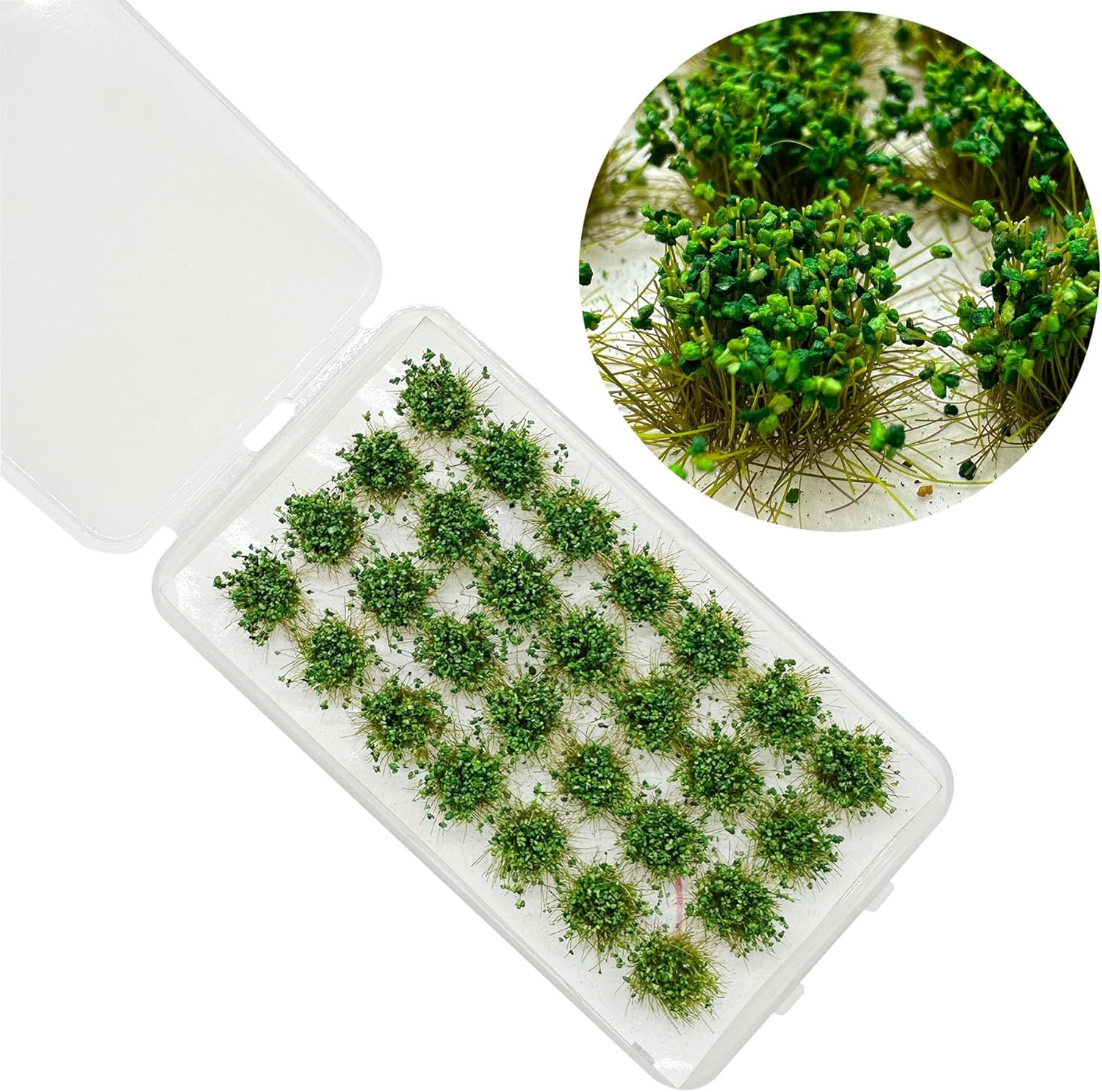 Woohome 112 PCS Static Grass, 4 Color Bushy Tuft Flower Cluster Vegetation Groups for DIY Architecture Building Model Train Landscape Railroad Scenery