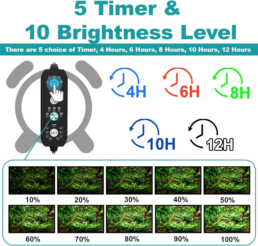 SEAOURA Submersible Aquarium Light for 20 to 35 Inch Fish Tank, 24/7 Cycle Fish Tank Light with Timer, Aquarium Plant Light with Full Spectrum+7 Single Colors, Auto On/Off, Adjustable Brightness
