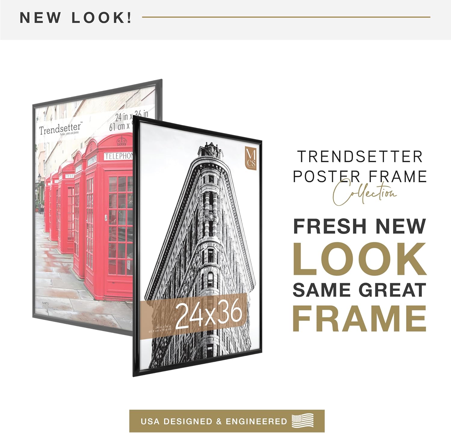 MCS Trendsetter 24x36 Poster Frame Black High-Gloss, Vertical & Horizontal Wall Hanging Large Picture Frame for Photos, Posters & Art Prints (1-Pack)