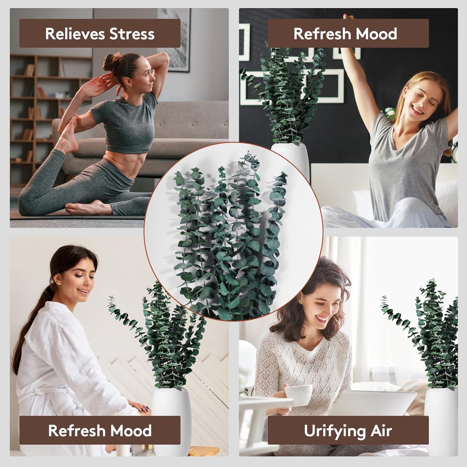 Dried Eucalyptus Decor – 20 Stems Dried Real Eucalyptus Preserved Greenery for Vase, Bathroom, Wedding Decor – Subtle Aroma, Rustic Boho Style
