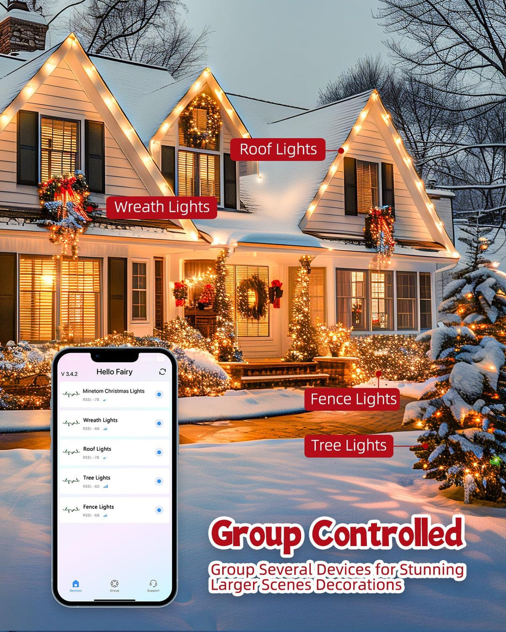 Minetom Color Changing Lights-60FT 200 LEDs RGB Christmas Tree Light,16 Million Color Fairy Lights with Remote - LED String Lights with Timer & Memory Function for Holiday, Party Decorations