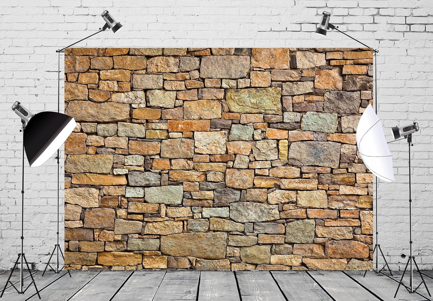 10x8ft Fabric Brick Stone Wall Photography Backdrop Retro Rustic Countryside Grunge Rock Texture Background Stage Theatre Play Cosplay Birthday Decoration Portraits Photo Shoot Props