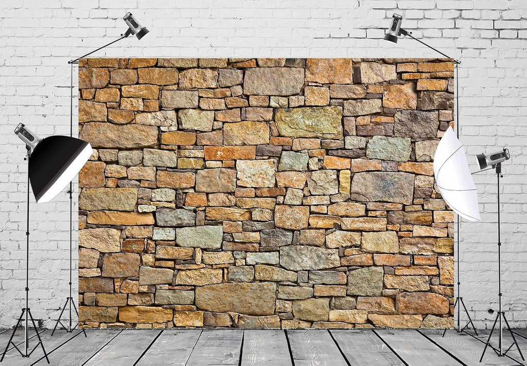 9x6ft Fabric Brick Stone Wall Photography Backdrop Retro Rustic Countryside Grunge Rock Texture Background Stage Theatre Play Cosplay Birthday Decoration Portraits Photo Shoot Props