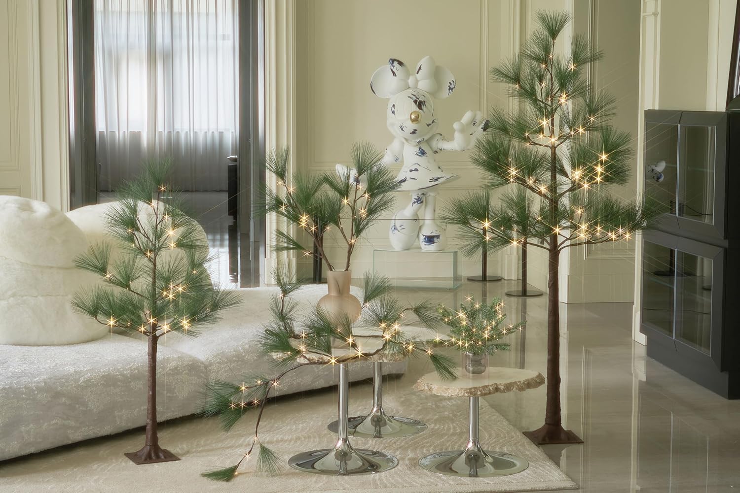 Hairui Lighted Christmas Pine Tree with Lights 4FT 36 Warm White LED Lights, Tree with Lights for Room Thanksgiving Christmas Holiday Decoration Indoor Outdoor