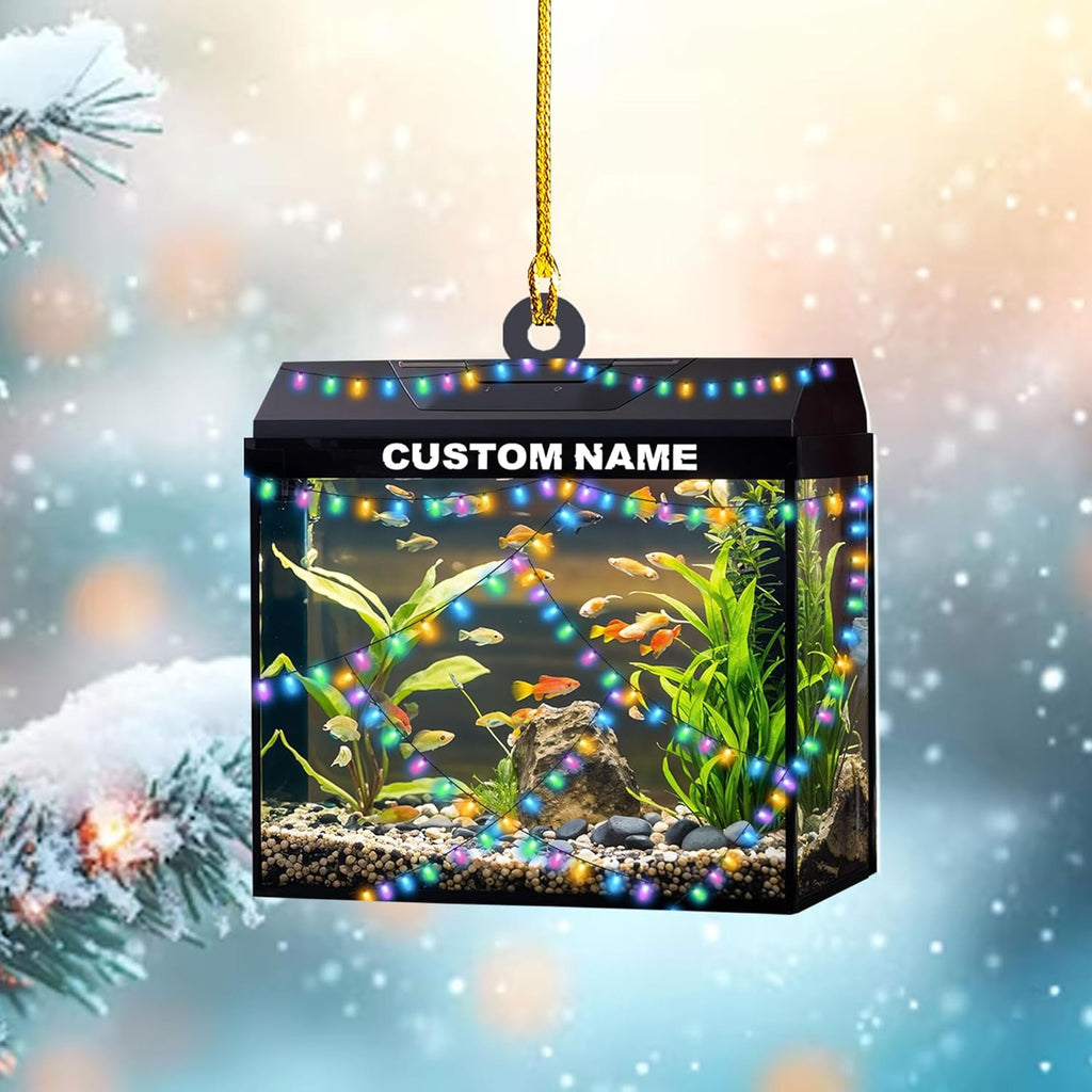 Personalized Aquarium Christmas Ornament, Fish Christmas Ornament, Gift for Fish Lover, Custom Aquarium Christmas Tree Keepsake, Kids First Gift Ideas, Pet Kids Ornament (AFT8)