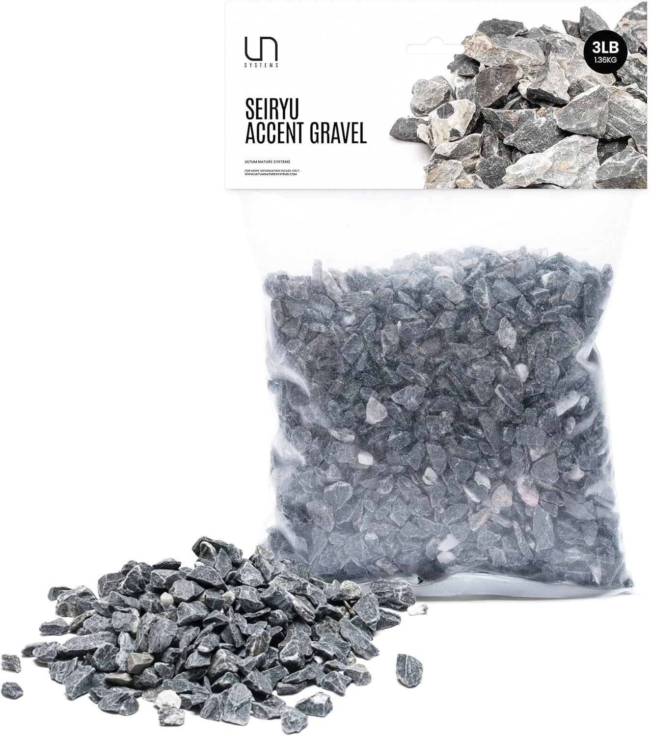 UNS Accent Stone - Aquascaping Hardscape for Freshwater Aquarium Aquascape - Shrimp, Turtle, Betta Fish Tank Decoration - Blue Gray Substrate Gravel for Terrariums - Seiyru Mountain Gravel, 3 lb