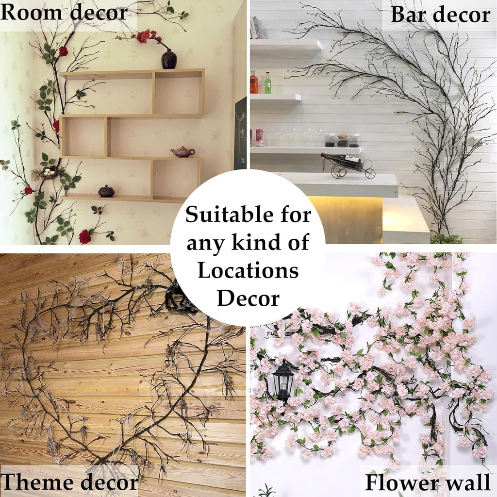118 inch Large Bendable Artificial Floral Tree Branches Twigs Vines Cherry Blossom Trunk Ivy Wood Wall Fake Hanging Plants Willow Grapevine Garland for Wedding Arch Jungle Halloween Patio Decoration
