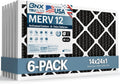 BNX TruFilter 14x24x1 MERV 12 Odor Defense (6-Pack) AC Furnace Air Filter with Activated Carbon - MADE IN USA - Pleated Air Conditioner HVAC AC Furnace Filters - Removes Odor, Mold, Bacteria, Smoke