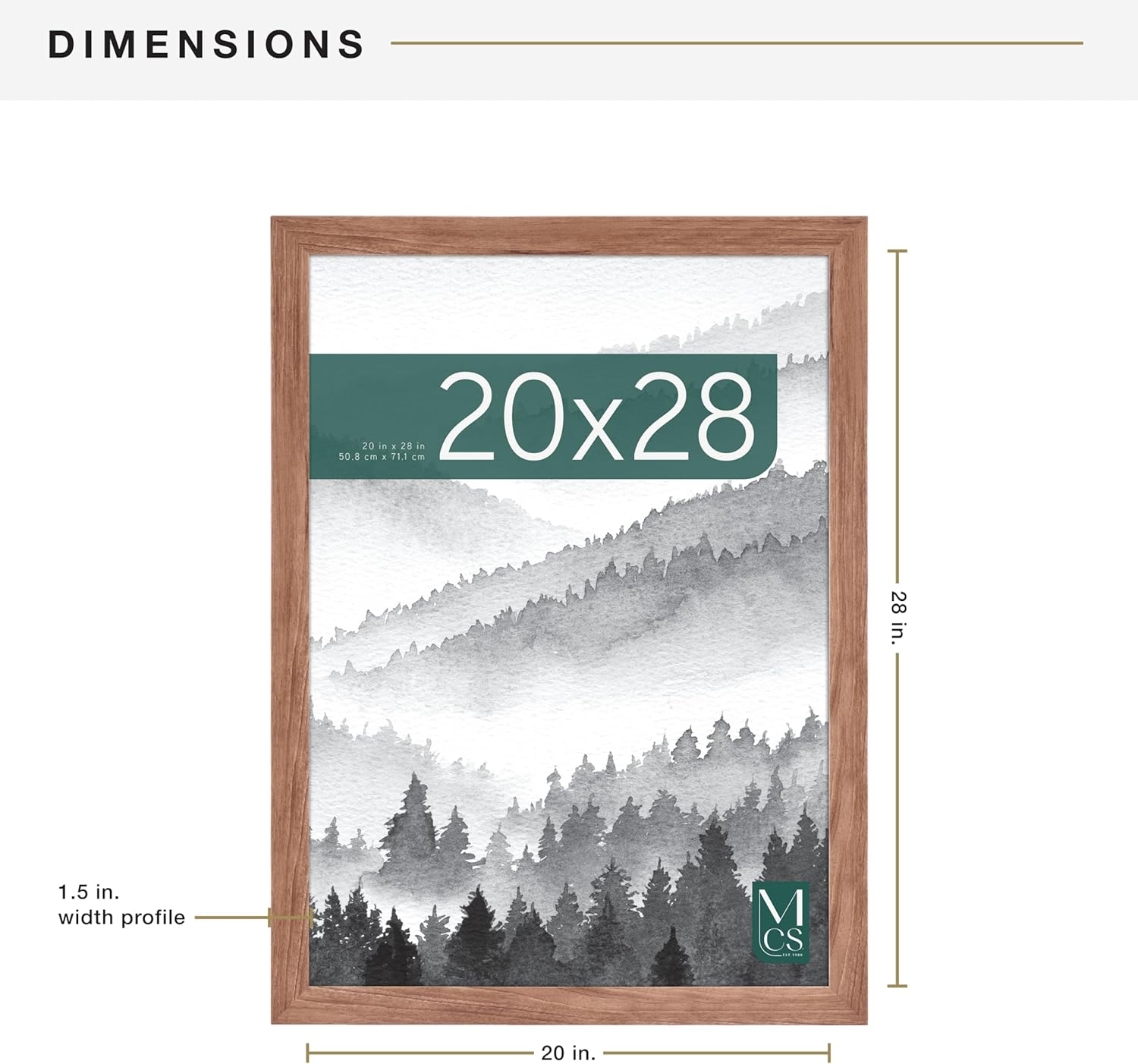 MCS Museum Poster Frame 20x28 Medium Oak Woodgrain, Vertical & Horizontal Wall Hanging Large Picture Frame for Photos, Posters & Art Prints (1-Pack)