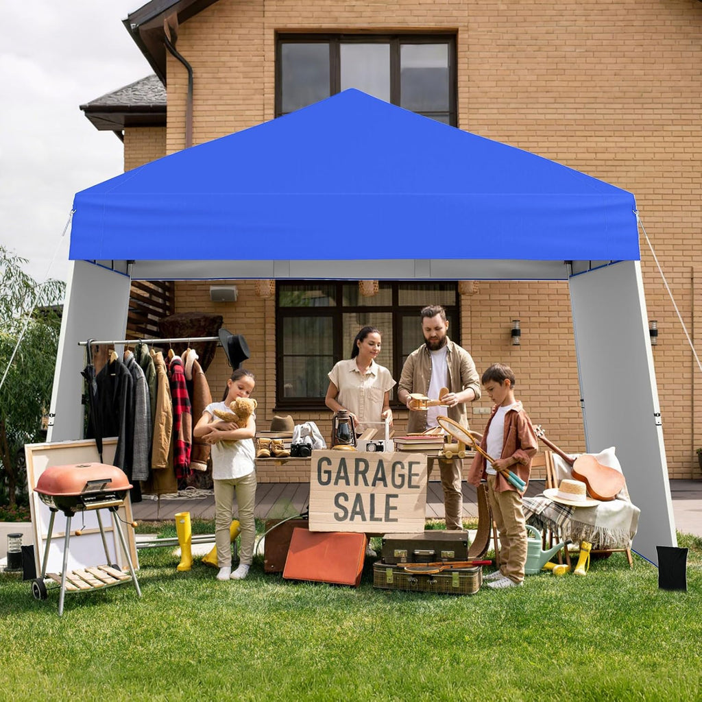 Tangkula 10x9.2 Ft Pop up Canopy with Sidewalls, UPF50+ Outdoor Tent with 8 Stakes, 4 Wind Ropes, Carry Bag, Portable Canopy Tent with Awnings for Camping, Patio, Market