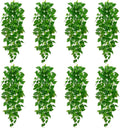 BLEUM CADE 8Pcs Fake Hanging Plants, 9 Branch Artificial Hanging Plant, Lush Faux Pothos Vines for Home Room Wall Shelf Porch Outdoor Indoor Decor (No Baskets)