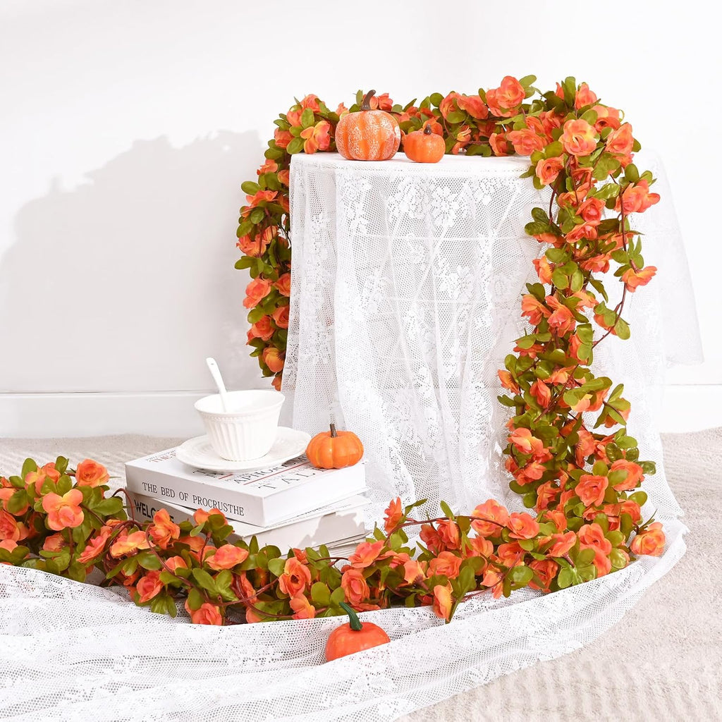 BLEUM CADE 12Pcs 98.4Ft Flowers Garland Artificial Rose Vines for Bedroom, Cute Fake Hanging Flower Vines Floral Garland Decorations for Wedding Party Wall Room Decor Aesthetic