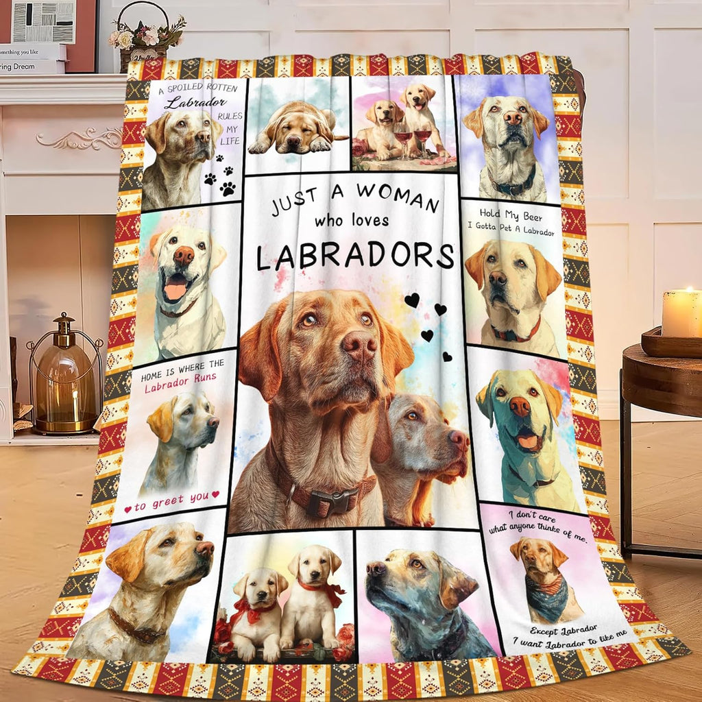 Labrador Throw Blanket Labrador Puppy Stuff Gifts for Dog Lover Kids Girls Boys Adults Women Men Soft Cozy Warm Plush Fluffy Fuzzy Fleece Blanket 60''X80''
