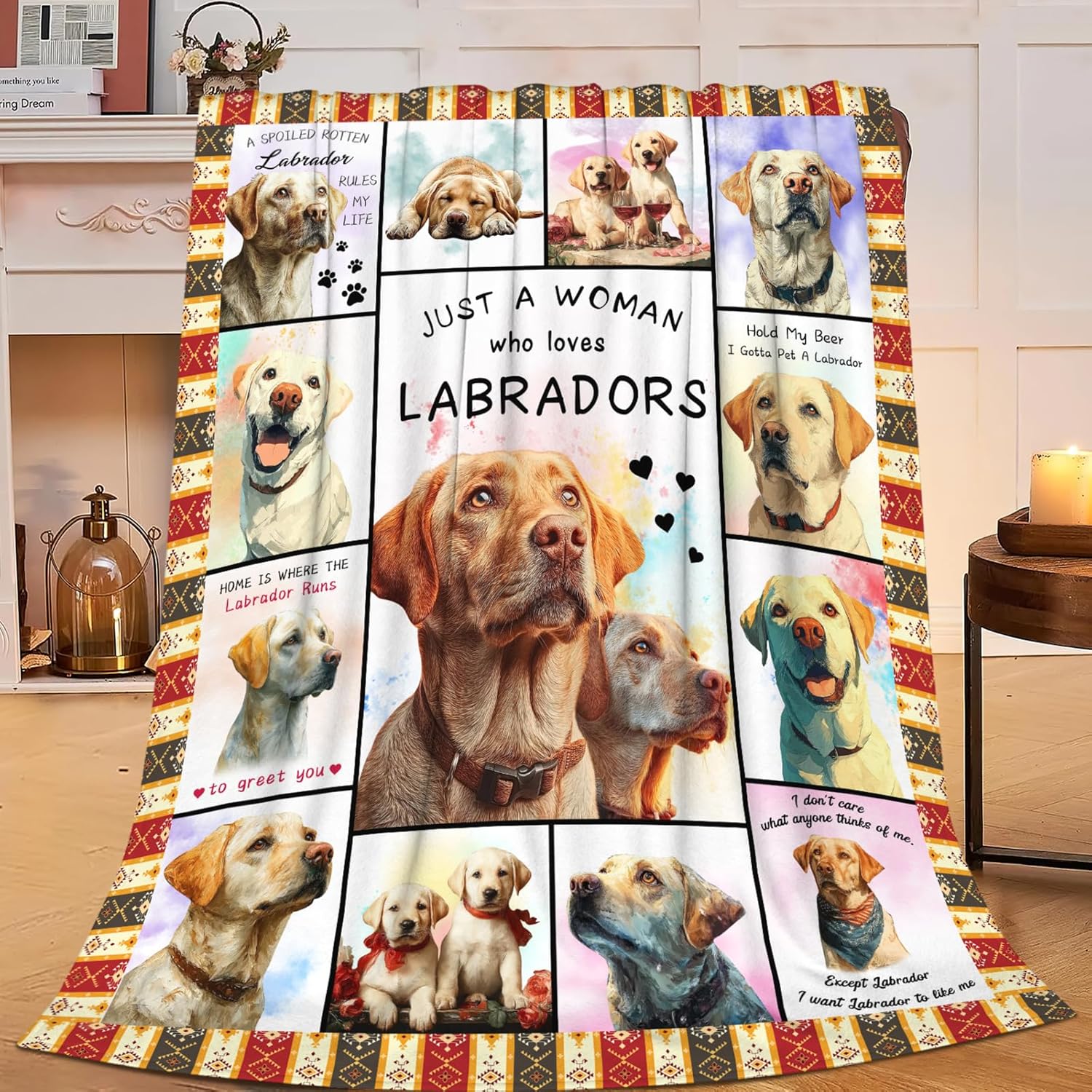 Labrador Throw Blanket Labrador Puppy Stuff Gifts for Dog Lover Kids Girls Boys Adults Women Men Soft Cozy Warm Plush Fluffy Fuzzy Fleece Blanket 60''X80''