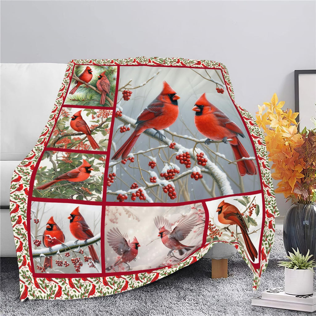 Cardinal Blanket Red Bird Throw Blanket Gifts for Women Men Boys Girls Kids Adults Super Soft Cozy Plush Fluffy Fuzzy Fleece Blanket Home Decor 50''X60''