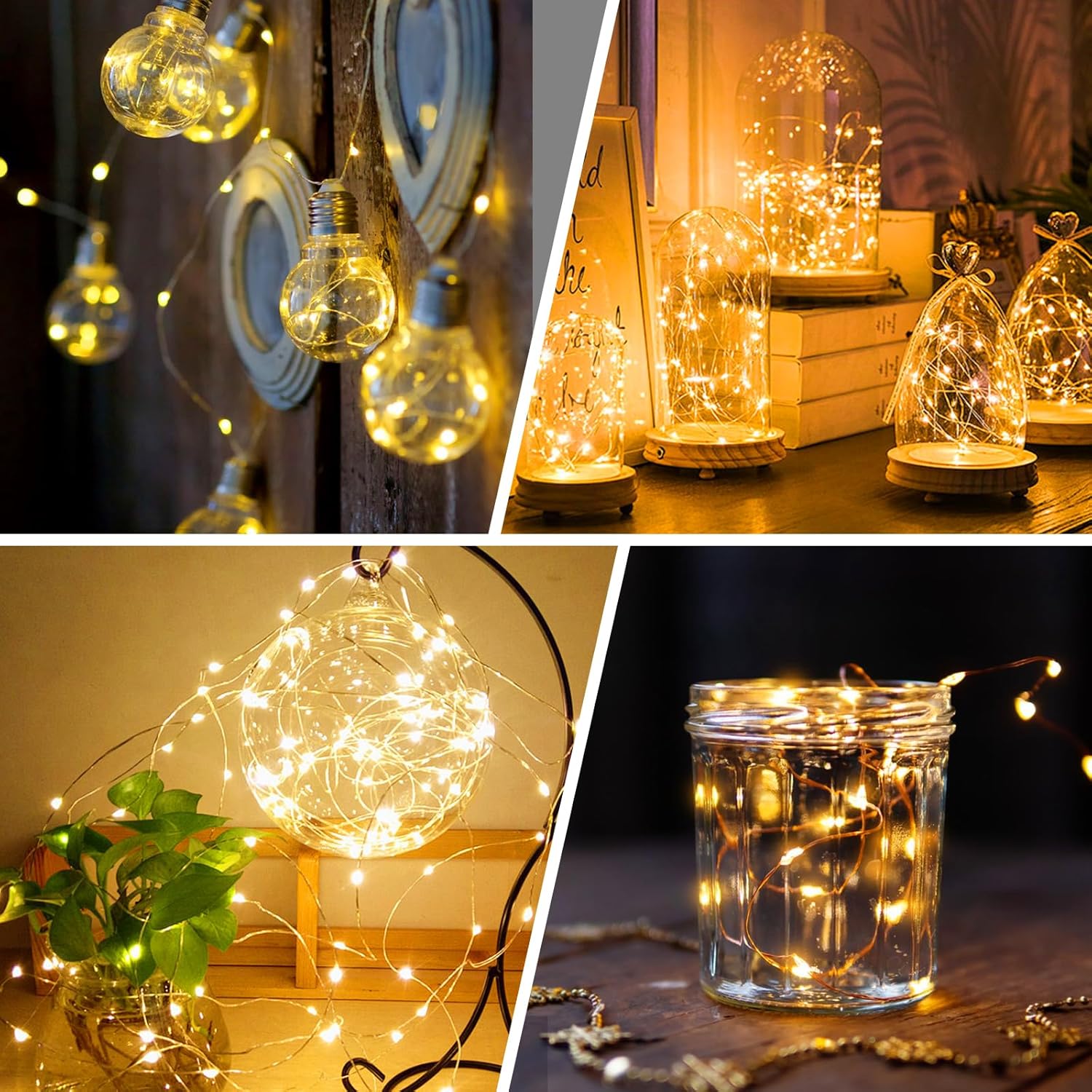 GAILROSO 100Pack Fairy Lights Battery Operated 3 Speed Modes, 7 Ft 20 LED Battery String Mini Waterproof for Mason Jars DIY,Christmas Decoration,Wedding Party