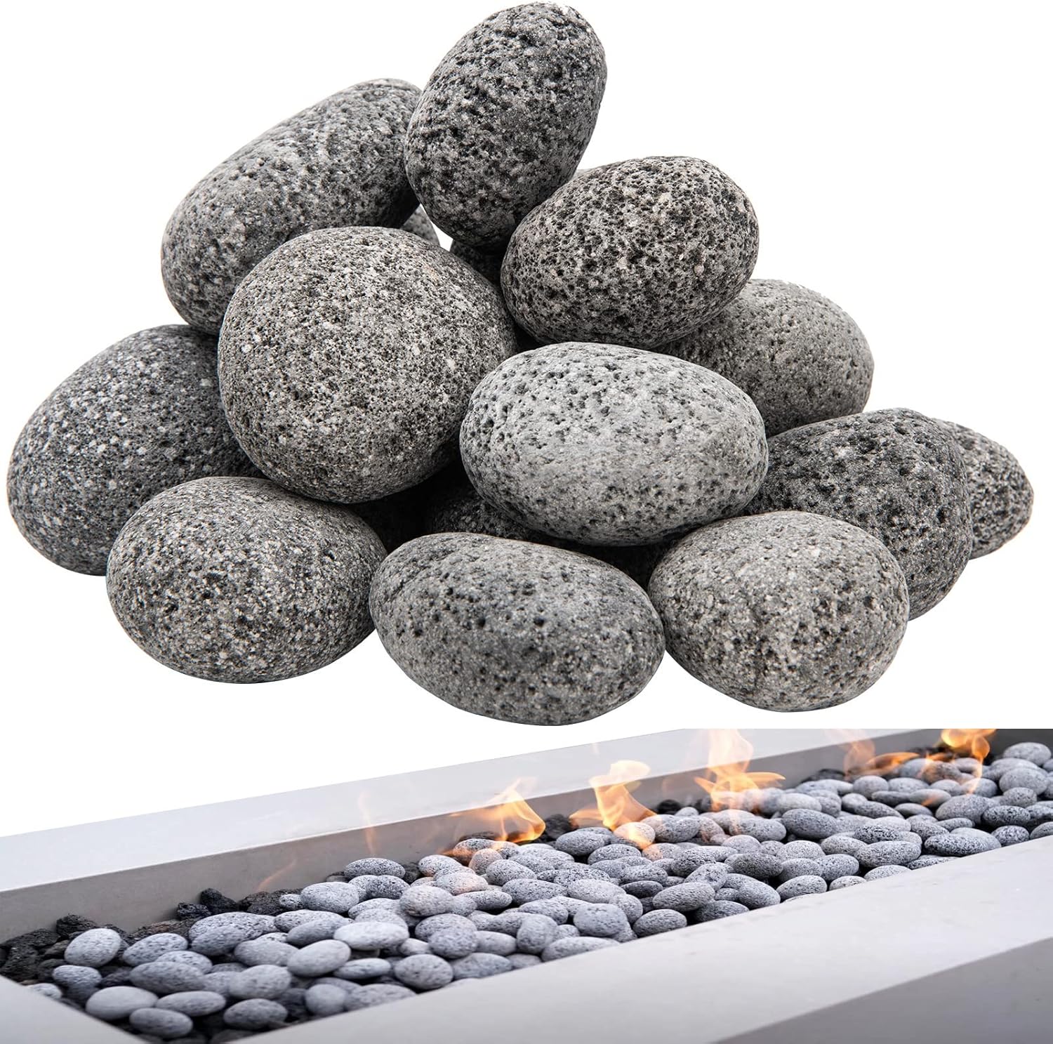 Black Lava Rocks for Fire Pit, Natural fire Rocks, 2"-3" firepit Rocks, 10 Pound, for Gas Fire Pit and Fireplace
