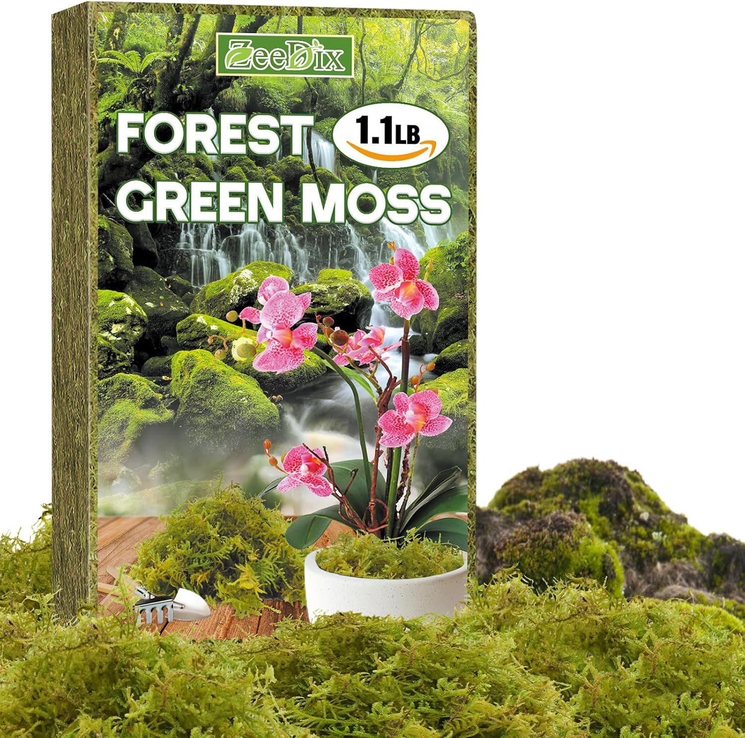 ZeeDix 1.1 lb Forest Moss for Plants Indoor - Dried Orchid Moss for Repotting, Natural Green Sphagnum Moss for Potted Plants Carnivorous Monstera Succulents Crafts Reptile Habitat (Expands to 25 qt)