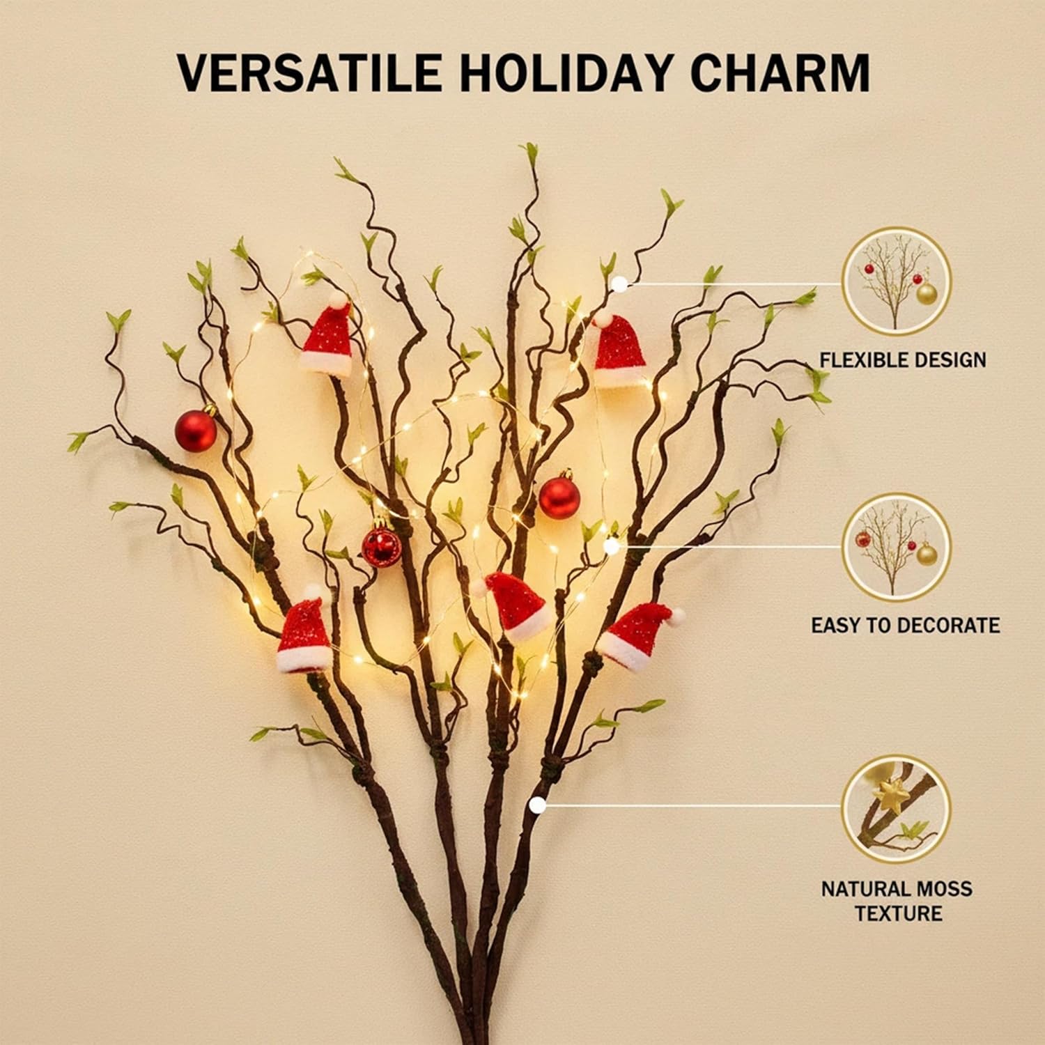 4pcs-40 inch Green Leaf Moss Simulated Artificial Tree Vine is Suitable for Home Decor Outdoor Wedding Commercial Halloween Christmas and Other Scene Decorations
