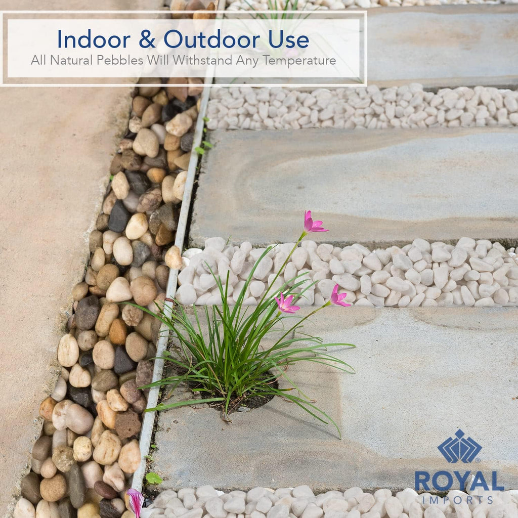 Royal Imports 30LBS River Rocks Decorative Ornamental Pebbles, Garden Landscaping Stones, Gravel Filler for Plants, Vases, Succulents, Home Decor, Aquariums, Crafting, Animal Habitat - Small White
