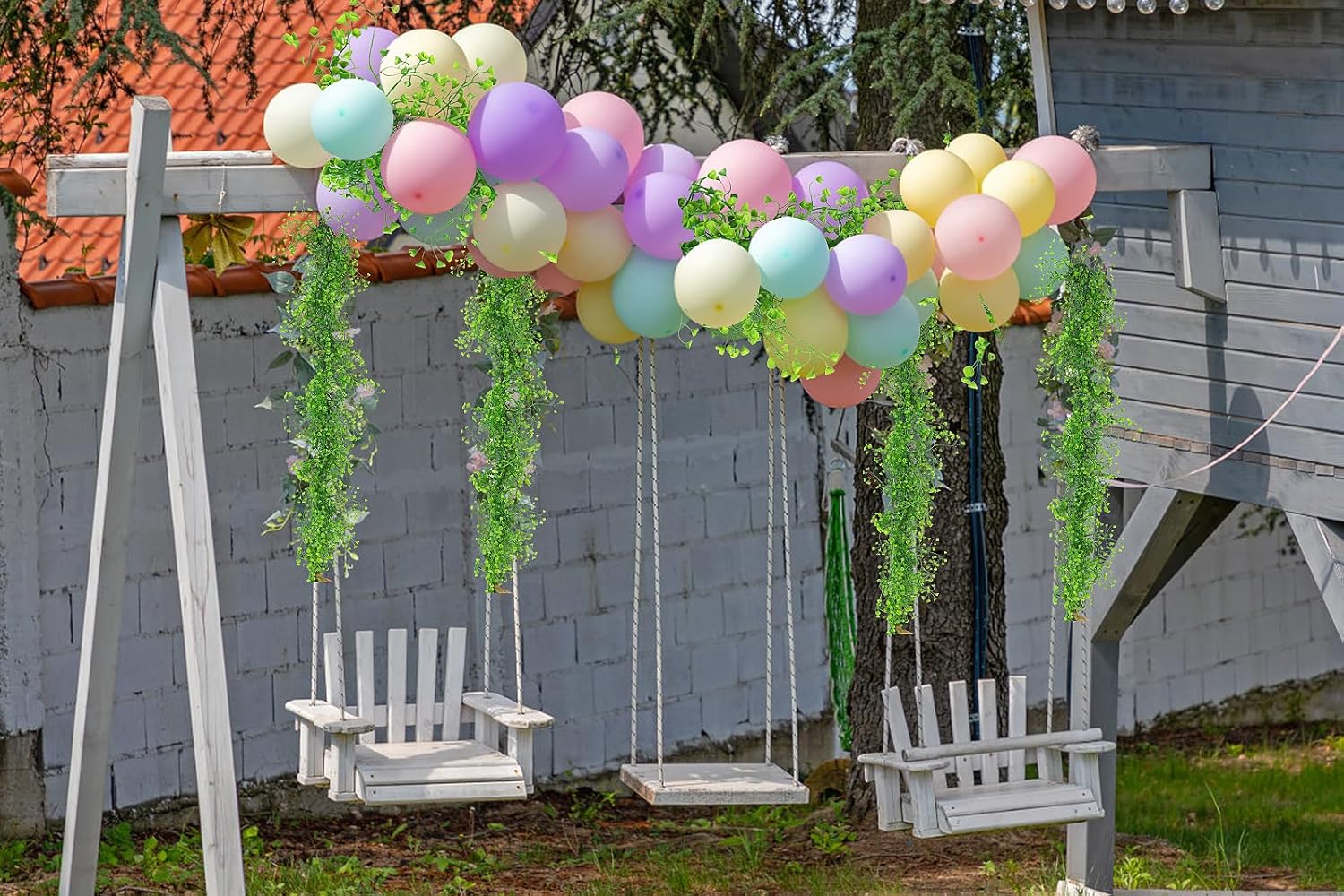 RECUTMS Artificial Hanging Plant 2Pcs 5.6Ft Fake Garland Plant Greenery Faux Ferns Leaves Ivy Garland for Home Indoor Outdoor Wedding Farmhouse Mantle Table Centerpiece Party Garden Decor(Green)