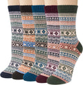 Justay 5 Pairs Wool Socks for Women - Winter Thick Boot Cozy Crew Vintage Soft Calf Knit Warm Socks Gifts