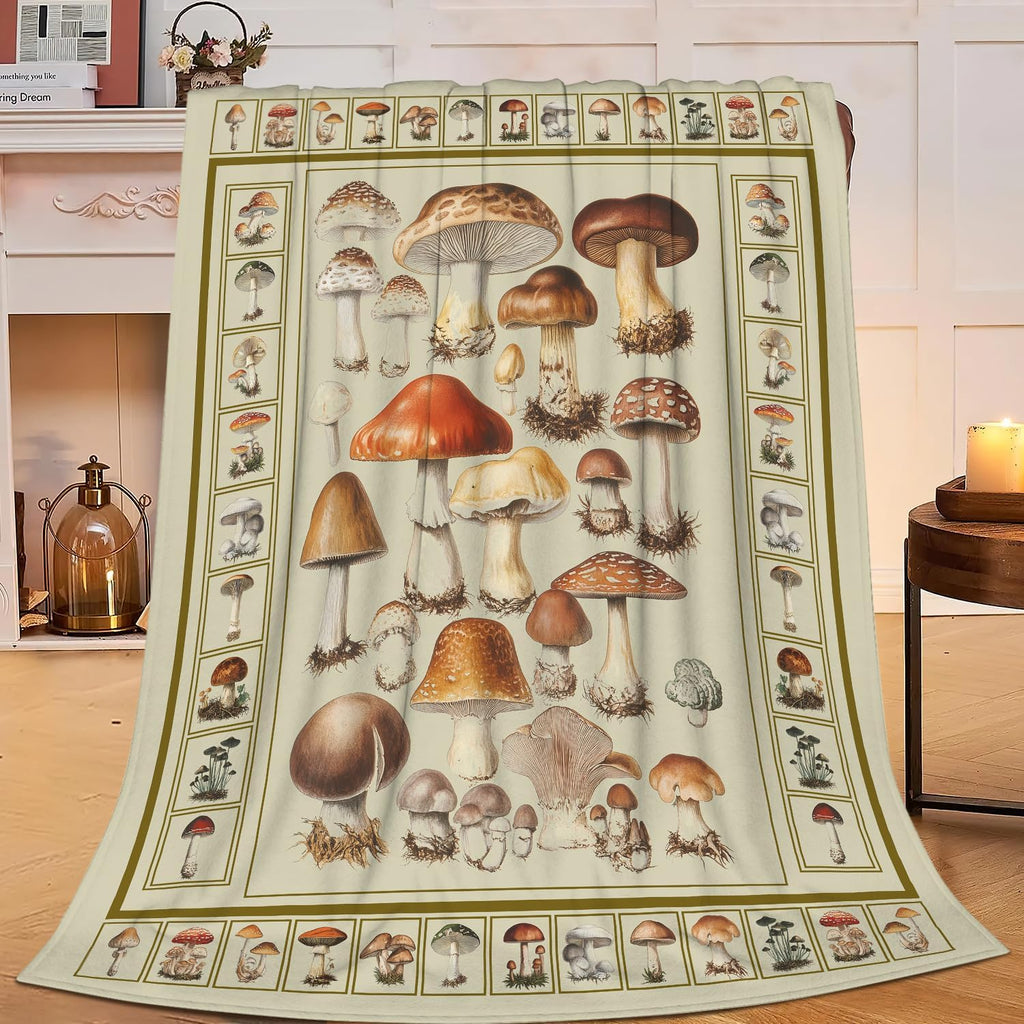 Mushroom Blanket Mushrooms Throw Blanket Flannel Stuff Merch Cozy Decor Fleece Plush Fuzzy Warm Soft Lightweight Bedding Gifts for Lover Girls Women Men Boy Couch Sofa 60"X50"