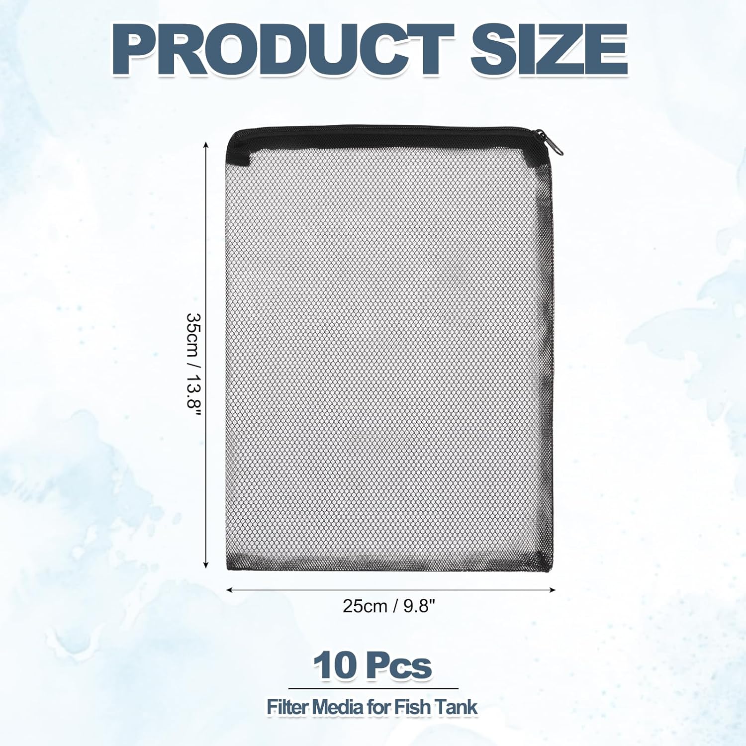 Aquarium Filter Media Bags, Fish Tank Fine Mesh Bag with Zipper Reusable Versatile 14 x 10 Inch, (Black, 10Pcs), Intended for Fish Tank/Aquarium/Pond/Activated Carbon/Ceramic Rings