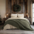 EVERGRACEHOME Chunky Chenille Knit Throw Blanket for Couch, Soft Luxurious Oversized Queen Moss Stitch Blanket for Bed, Large Cozy Farmhouse Knitted Throw for Sofa, Olive Green, 90" x 90"