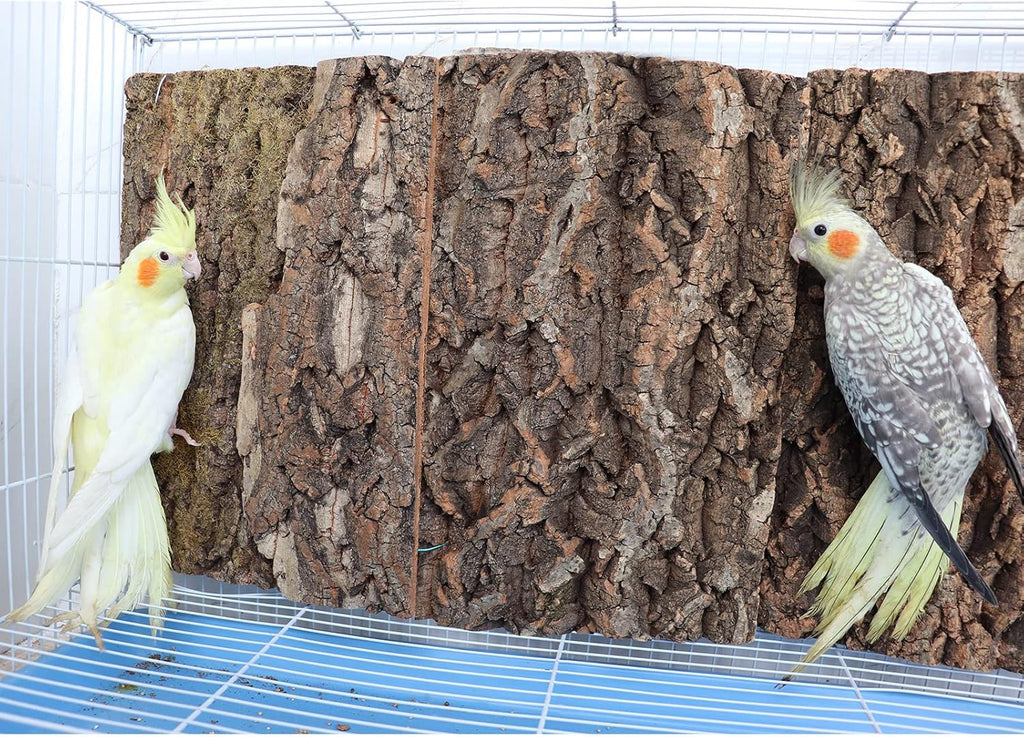 2 Pack 12 x 8 Inch 100% Natural Cork Perch, Bird Cork Seat Boards, Birdcage Bark Decor Accessories for Birds Parakeets Budgie Parrot Cockatiel Hamster Guinea Pig Rat
