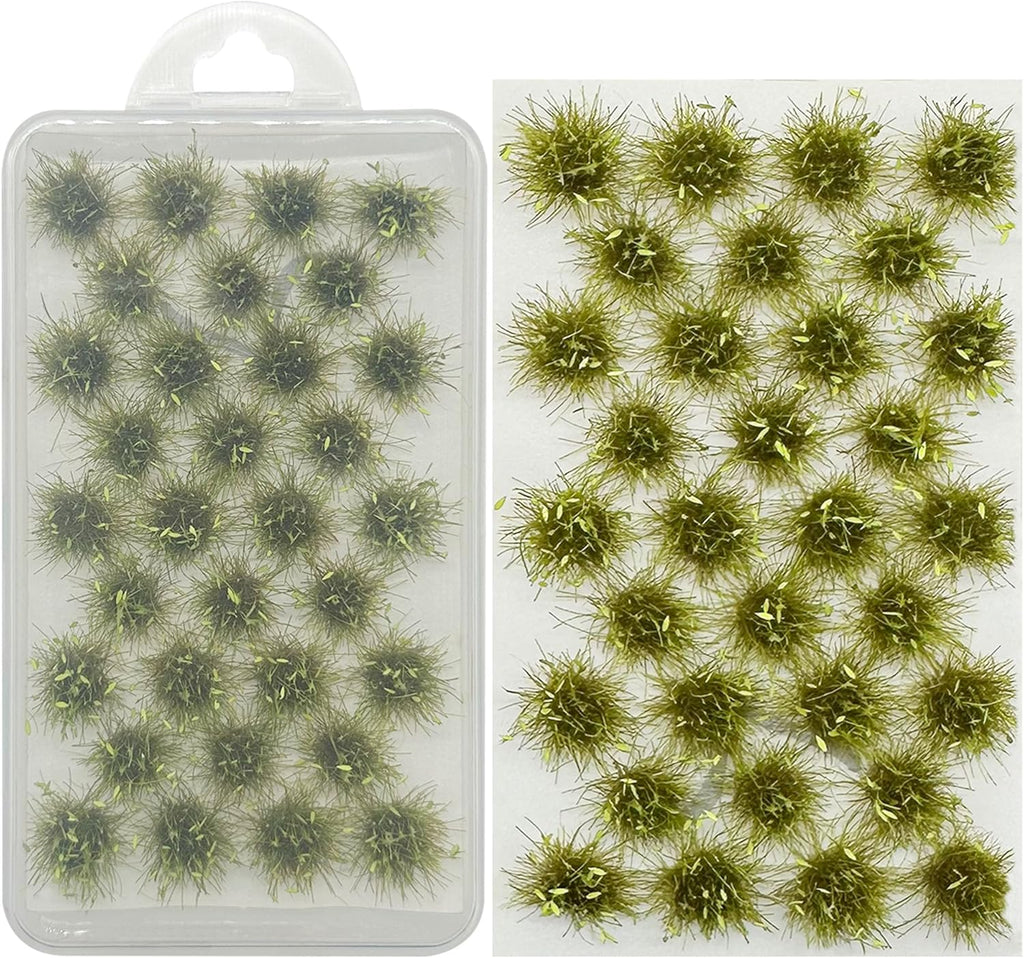 Woohome 32 PCS Miniature Grass Cluster, Tender Green Static Grass Tuft Model Vegetation Groups Static Grass Tufts for DIY Model Train Landscape Railroad Scenery Grass Tufts Flower