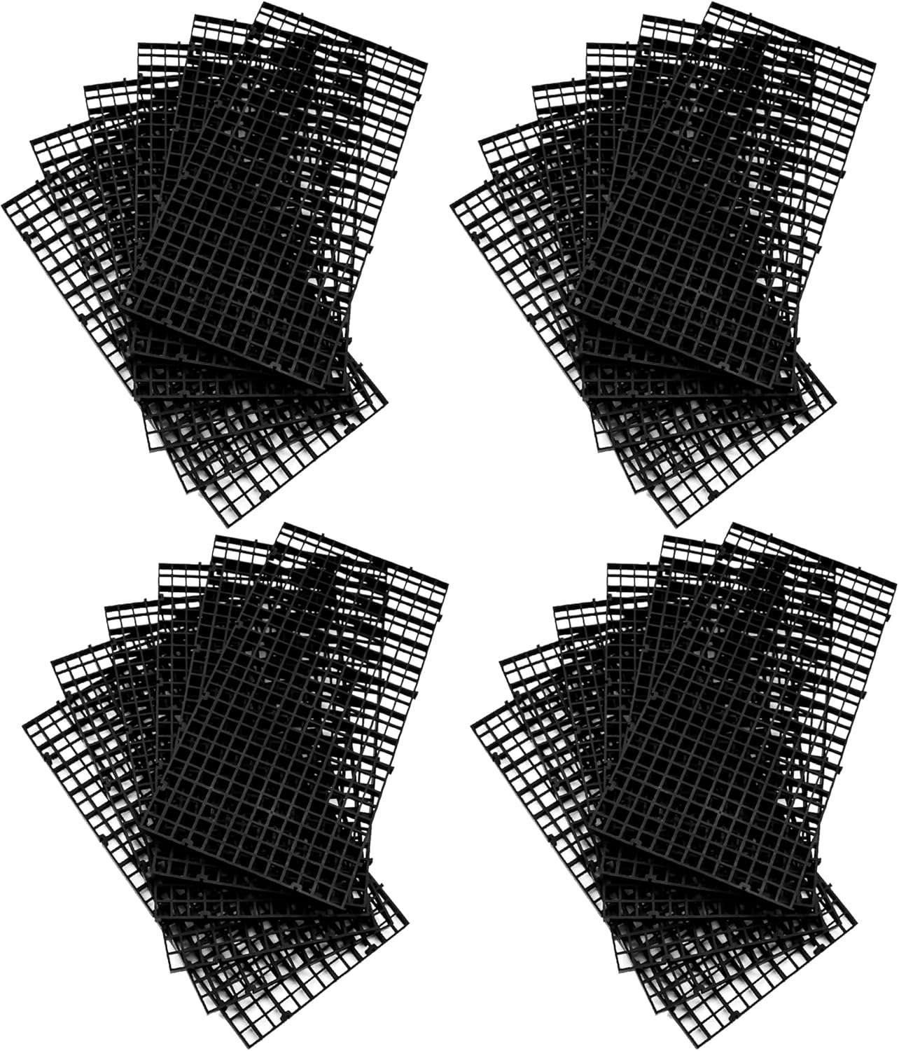 ALEGI 24 Pcs Aquarium Fish Tank Divider Plastic Egg Crate Aquarium Filter Bottom Tray Grid Isolation Board Partition Net Pane Separator (S 24pcs Black)