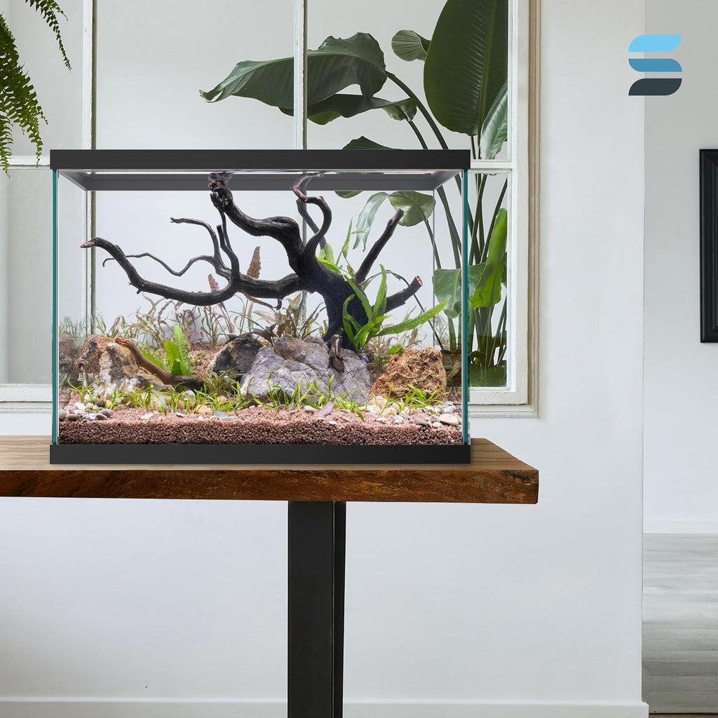 SubstrateSource 20 Gallon Glass Aquarium - 24 x 12.5 x 17.25 in - Large Clear Rectangular Rimmed Freshwater/Saltwater Fish Tank for Betta, Goldfish, Guppy, Shrimp for Home or Office Aquascaping