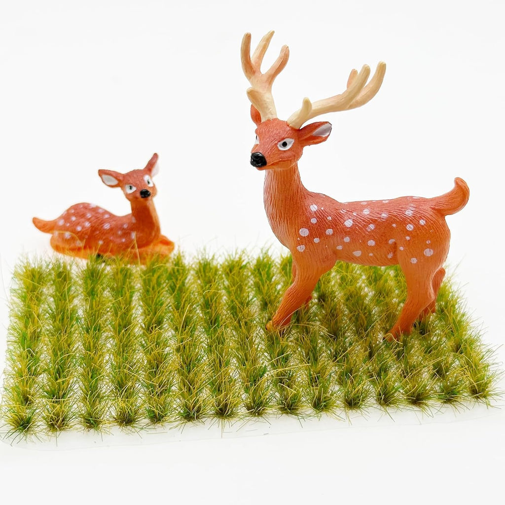 Woohome 120 PCS Bushy Tufts Static Grass Tuft Model Grass Tuft for DIY Miniature Train Landscape Terrain Railway Scenery Decorations, Yellowish