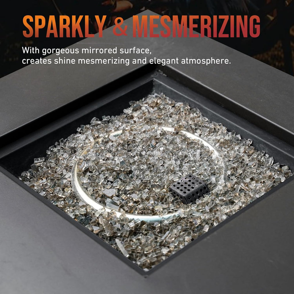 Skyflame High Luster 10-Pound Regular Fire Glass for Fire Pit Fireplace Garden Landscaping Bronze 1/4" Size