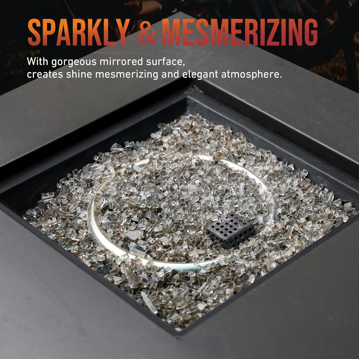 Skyflame High Luster 10-Pound Regular Fire Glass for Fire Pit Fireplace Garden Landscaping Bronze 1/4" Size
