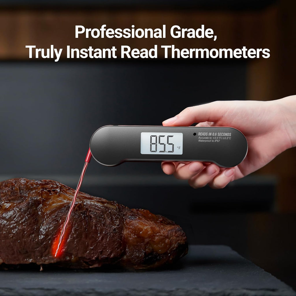 ThermoMaven Professional Meat Thermometer Digital, 0.6 Sec Instant Read, ±0.5℉ NIST Certified Accuracy, IP67 Waterproof, Bright Backlit, Temperature Indicator for Grill, BBQ, Smoker