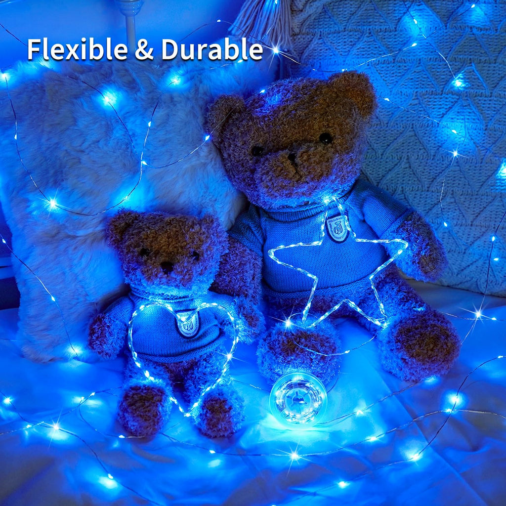 JMEXSUSS 2 Pack Fairy Lights Battery Operated, Total 200 LED 66ft Blue String Lights Waterproof with Remote Timer, Blue Christmas Lights for Bedroom Indoor Outdoor Wedding Party Xmas Tree Decor
