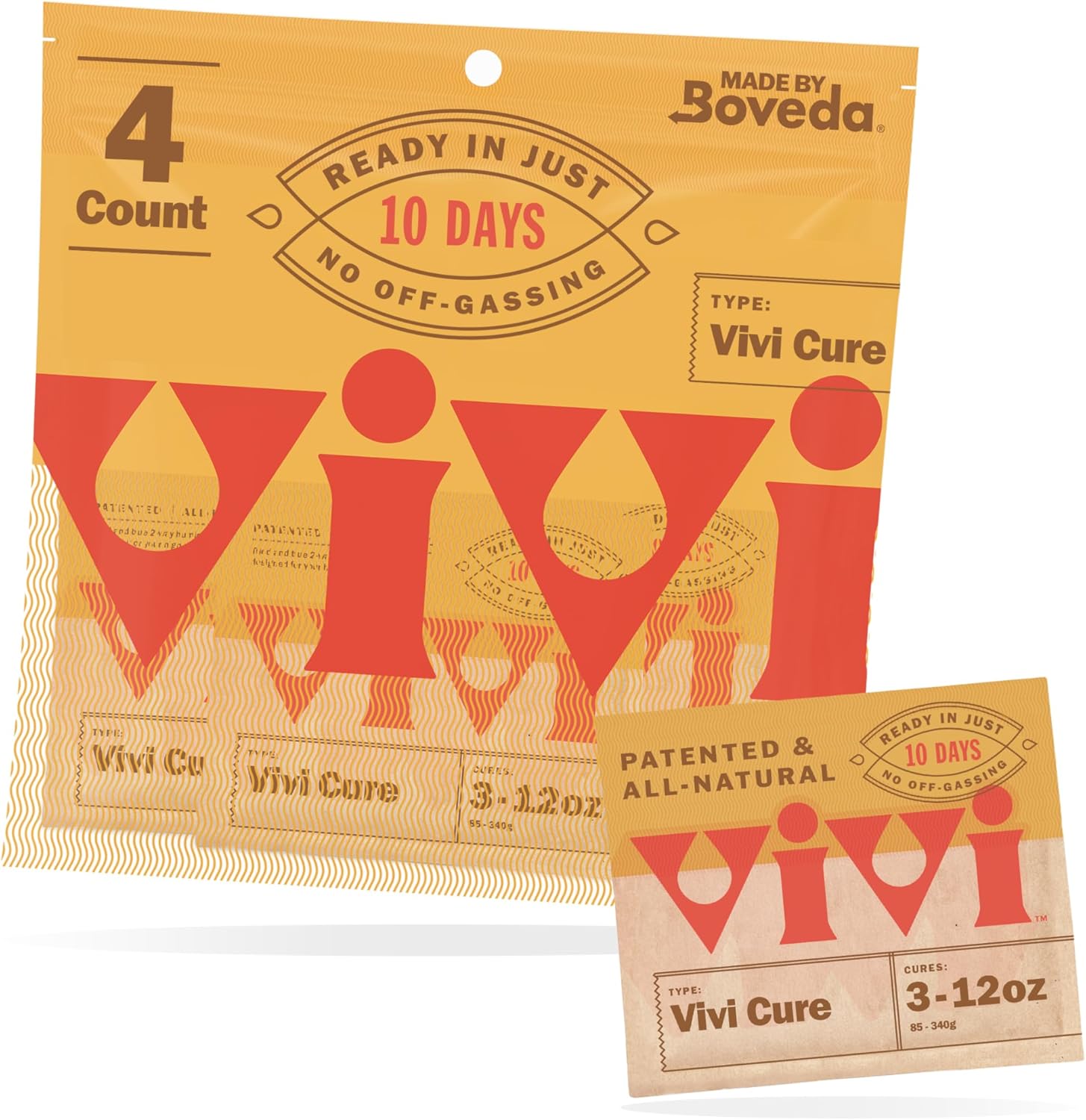 Vivi by Boveda Humidity Control Packs for All Airtight Storage Containers, Ready in 10 Days, 4-Pack with Resealable Bag