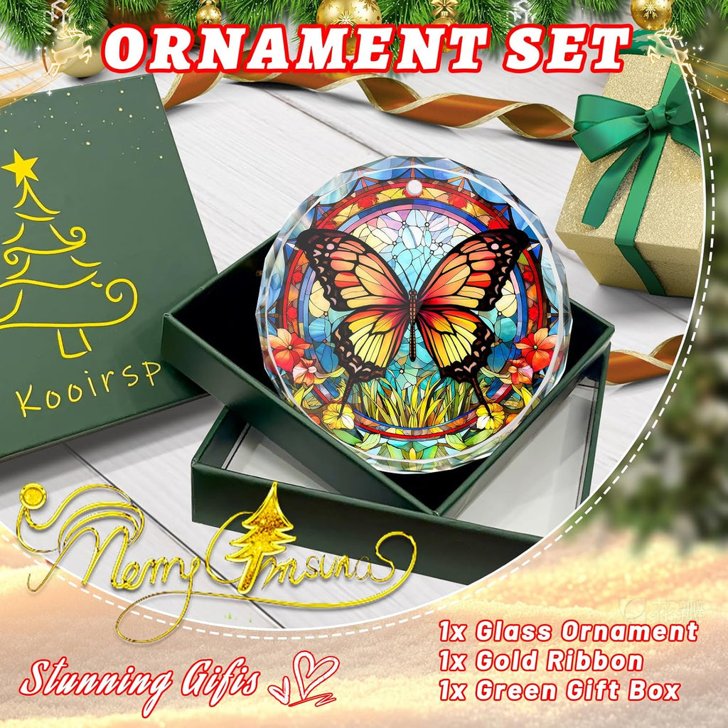 Stained Glass Butterfly Ornament - Christmas Tree Decor, Gift Exchange Present