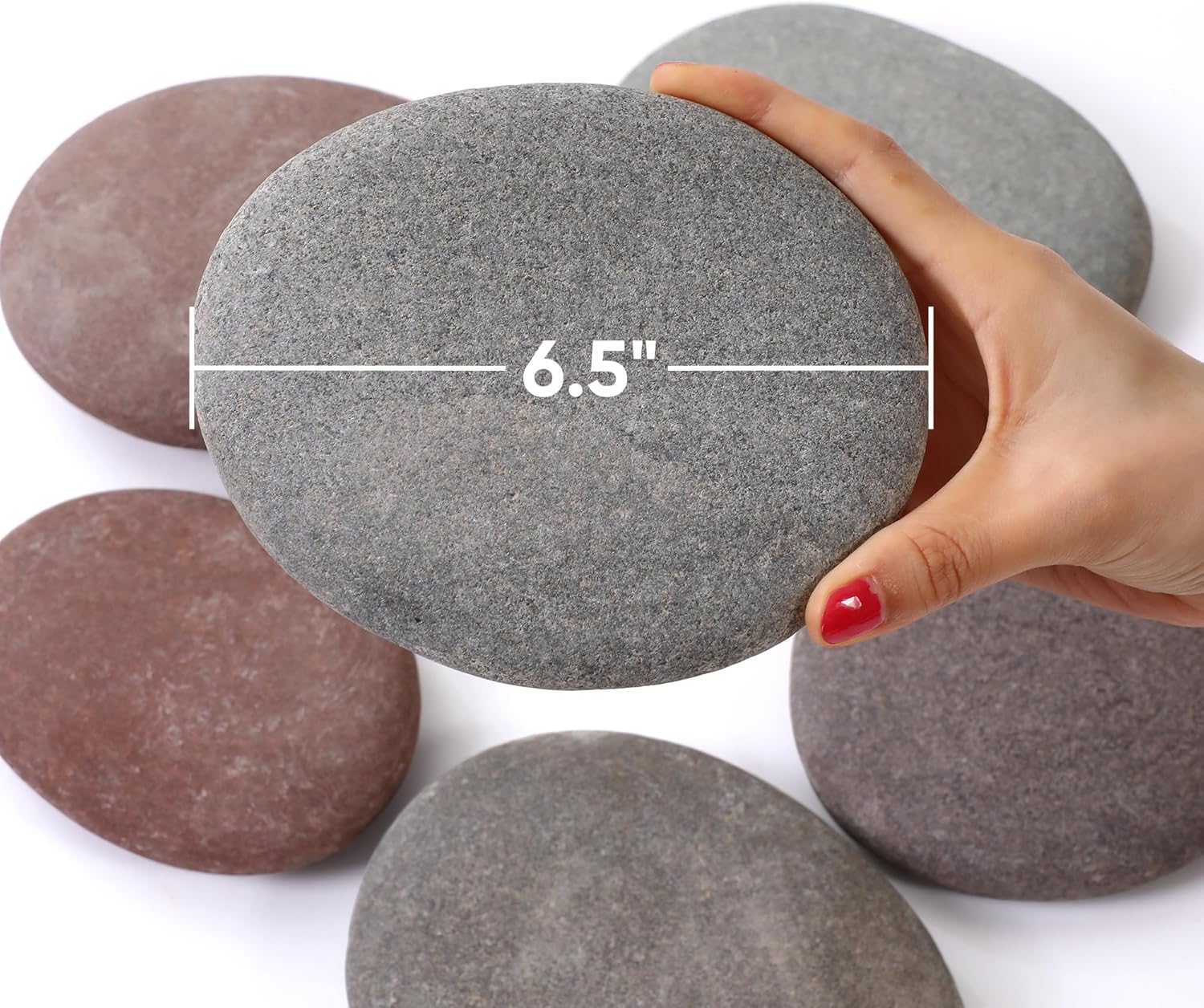 ROCART 6 PCS Extra Large Rocks for Painting, 5.5-6.5 Inches Flat Painting Rocks for Arts & Crafts, Natural Smooth River Rocks for Painting, Kindness Rocks, Decoration, DIY, Crafting Gift