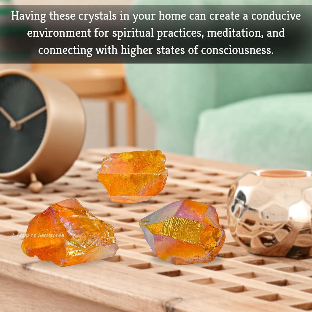 Amazing Gemstone Tangerine Aura Quartz Raw Crystals and Healing Stones, Natural Rocks for Meditation and DIY Raw Stones and Crystals (1 lb)