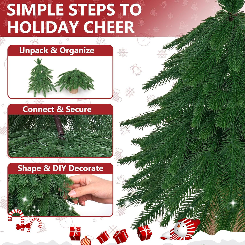 20IN Small Mini Christmas Tree for Tabletop, 1PC Artificial Desktop Christmas Tree with Norfolk Pine Top Design, Small Xmas Tree with Burlap Base for Table Desk Home Christmas Decor