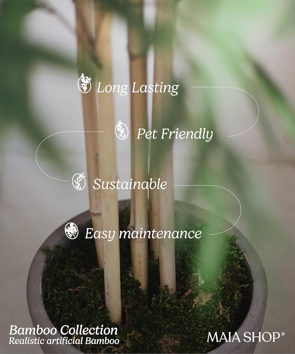 Maia Shop 2 Pack, 6ft Artificial Bamboo Tree, Natural Bamboo Canes, Decorative Pot, Wood Chips, Fake Plants for Home Decor