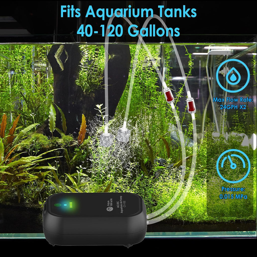 AquaMiracle USB Aquarium Air Pump Rechargeable Aerator for Bait Bucket, Portable Battery Powered Air Pump for Aquarium, Fish Tank Air Pump for Outdoor Fishing, Power Outage & Emergency