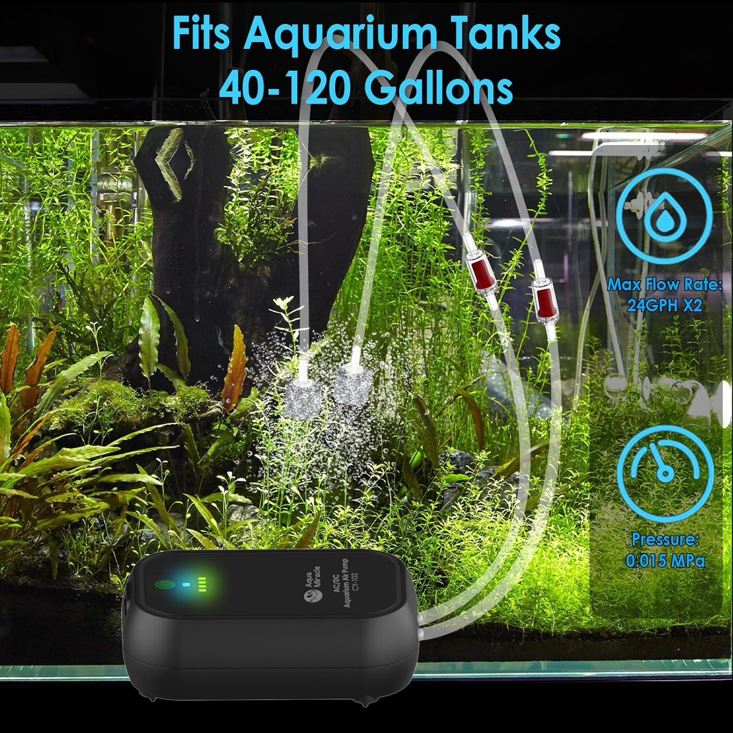 AquaMiracle USB Aquarium Air Pump Rechargeable Aerator for Bait Bucket, Portable Battery Powered Air Pump for Aquarium, Fish Tank Air Pump for Outdoor Fishing, Power Outage & Emergency