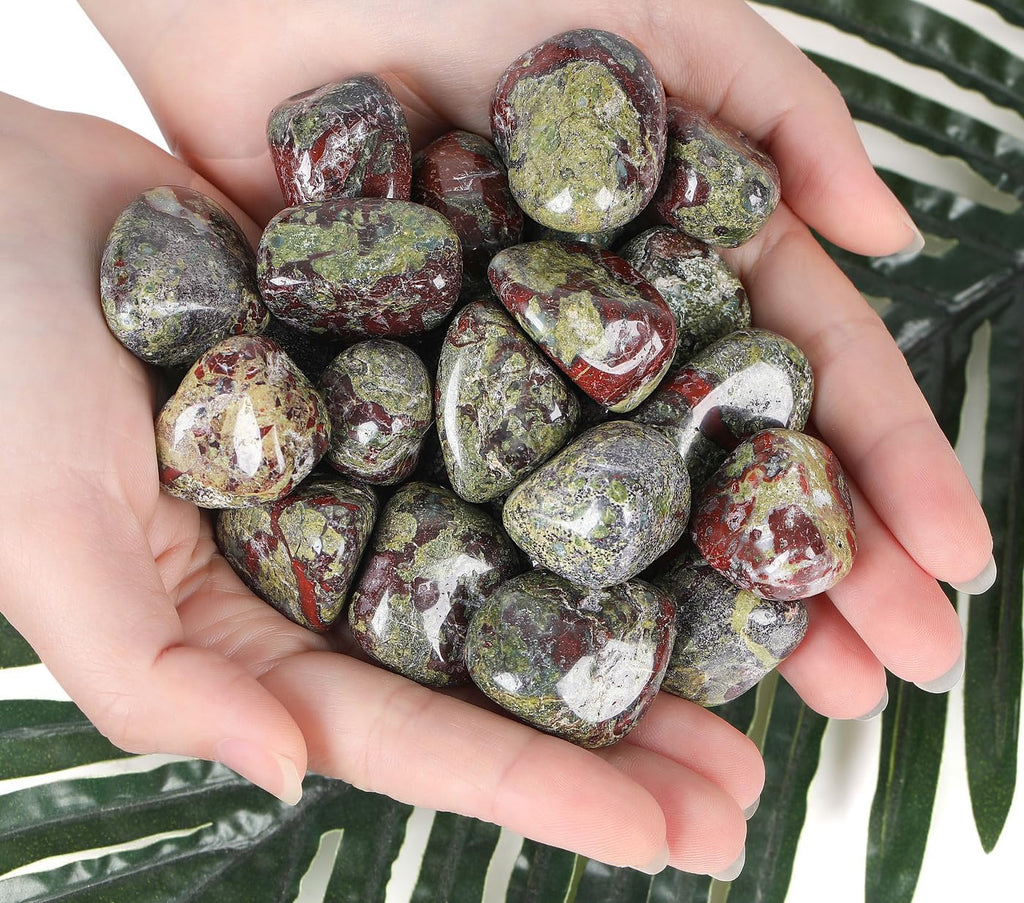 DUQGUHO Dragon Blood Stone Crystals Bulk Natural Irregular Polished Stones Tumbled Crystals Gemstone Rocks for Beginners Gift 200g
