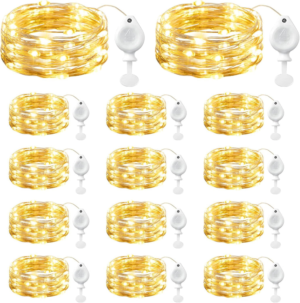 Brightown 14 Pack LED Fairy Lights Battery Operated String Lights, 7ft 20LED Waterproof Silver Wire Twinkle Lights, Firefly Starry Moon Lights for Mason Jars DIY Christmas Wedding Party Bedroom