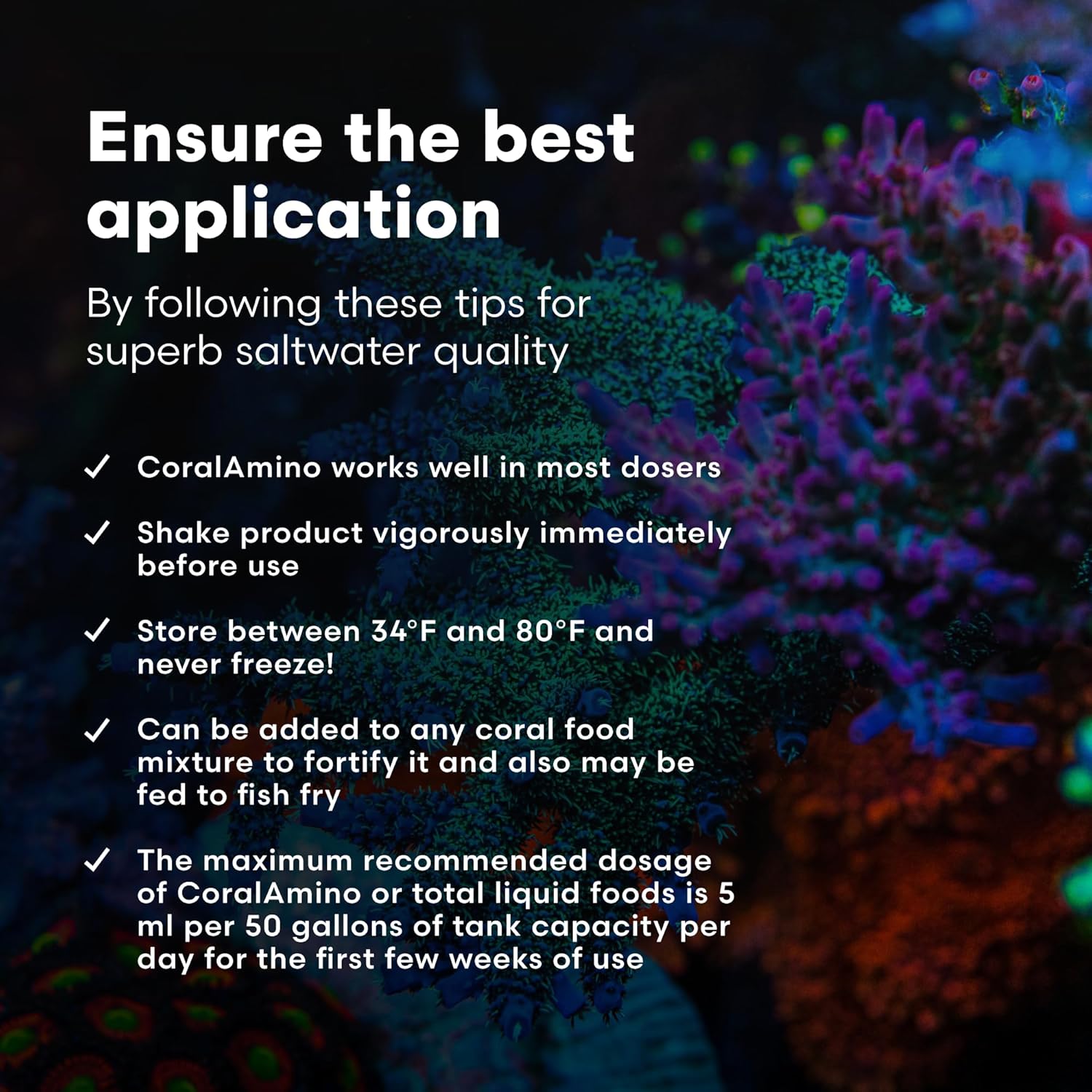 Brightwell Aquatics CoralAmino - Complex of Amino Acids for Corals - Coral Food for Aquarium Coral Growth - Saltwater Aquarium Treatments, 67.6 fl oz